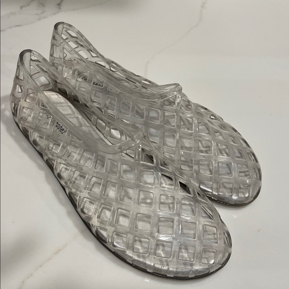Jeffrey Campbell Jelz Slip on Clear Lattice Jelly Slip-On Flats - Women